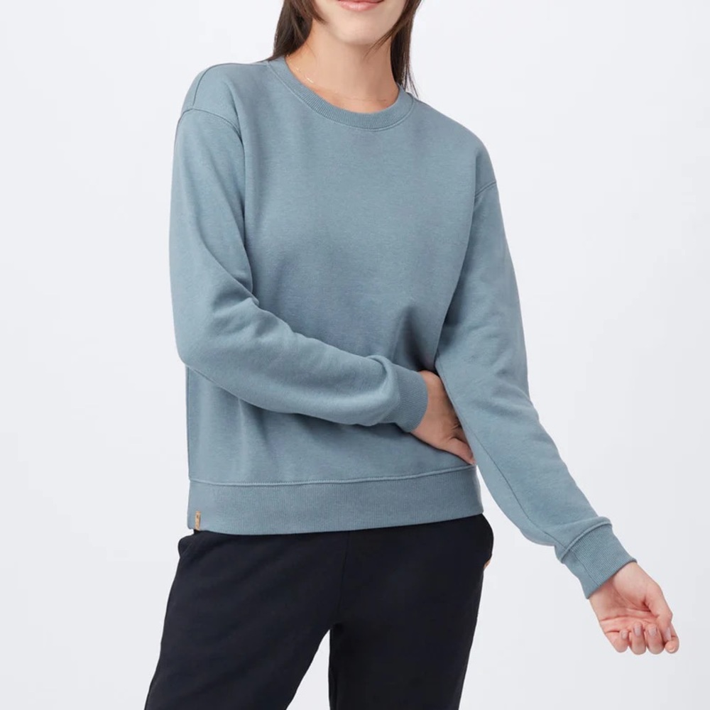 Tentree Organic Cotton and Tencel TreeFleece Easy Fit Sweatshirt sz L Sky Blue